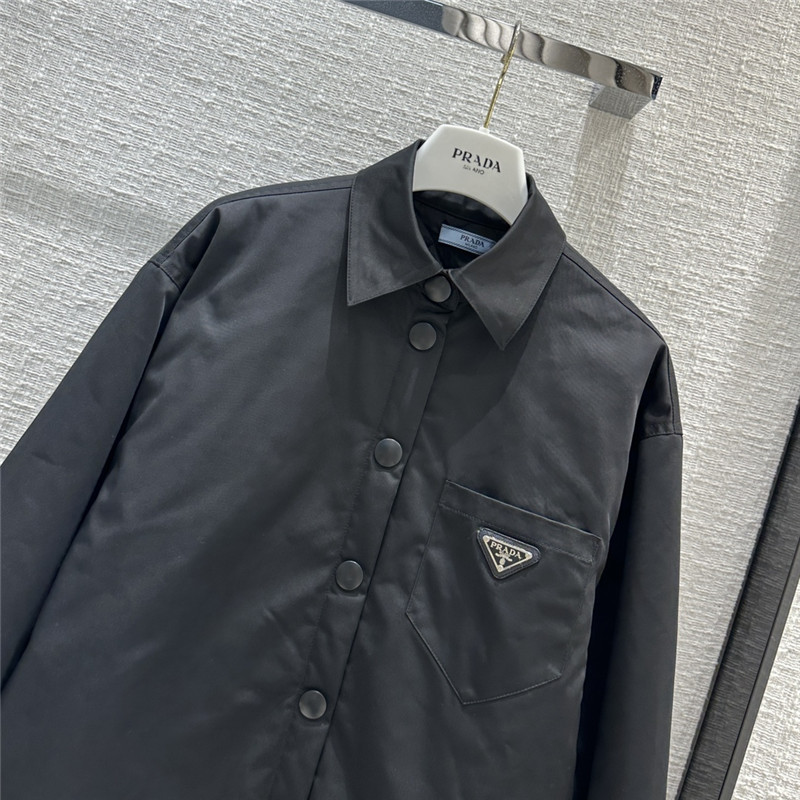 Pra*a triangle logo large shirt cotton jacket