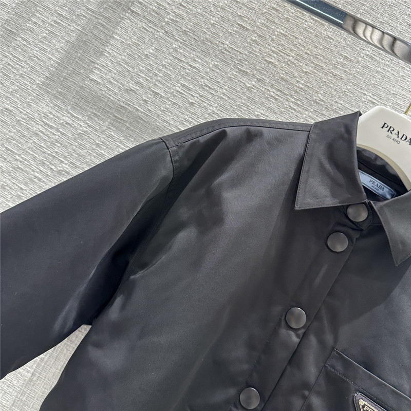 Pra*a triangle logo large shirt cotton jacket