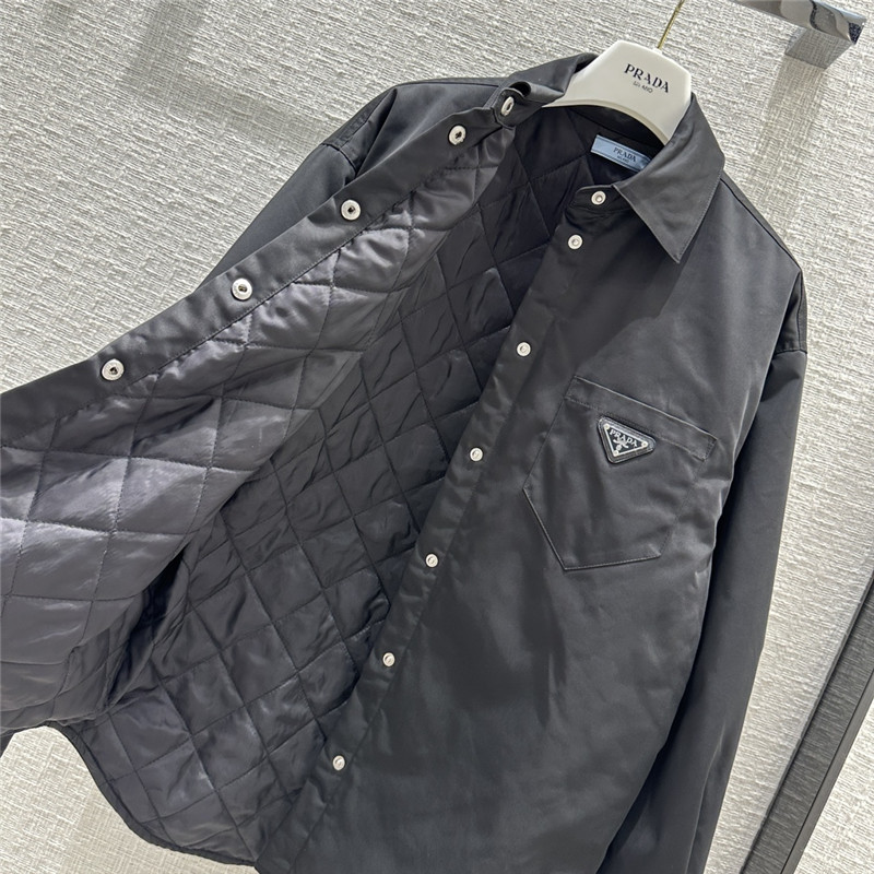 Pra*a triangle logo large shirt cotton jacket