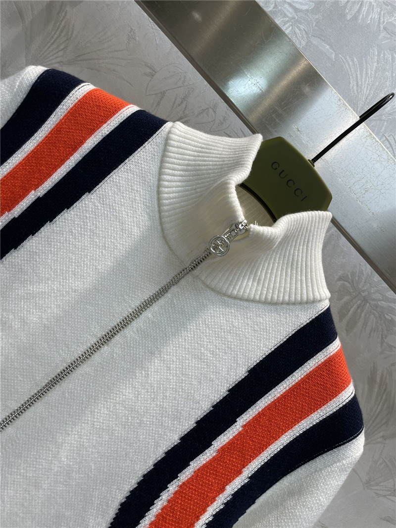 Gvc*1 stand collar knitted colorblock zip cardigan jacket
