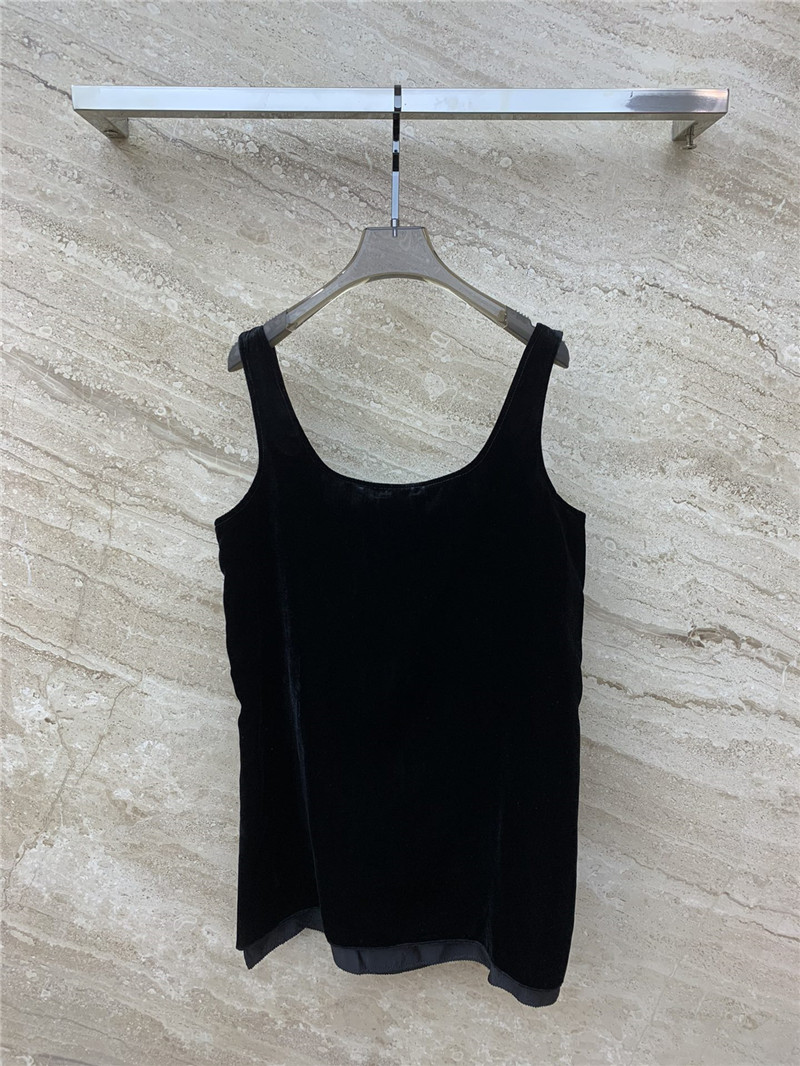 M1um1u black sexy square neck velvet suspender dress