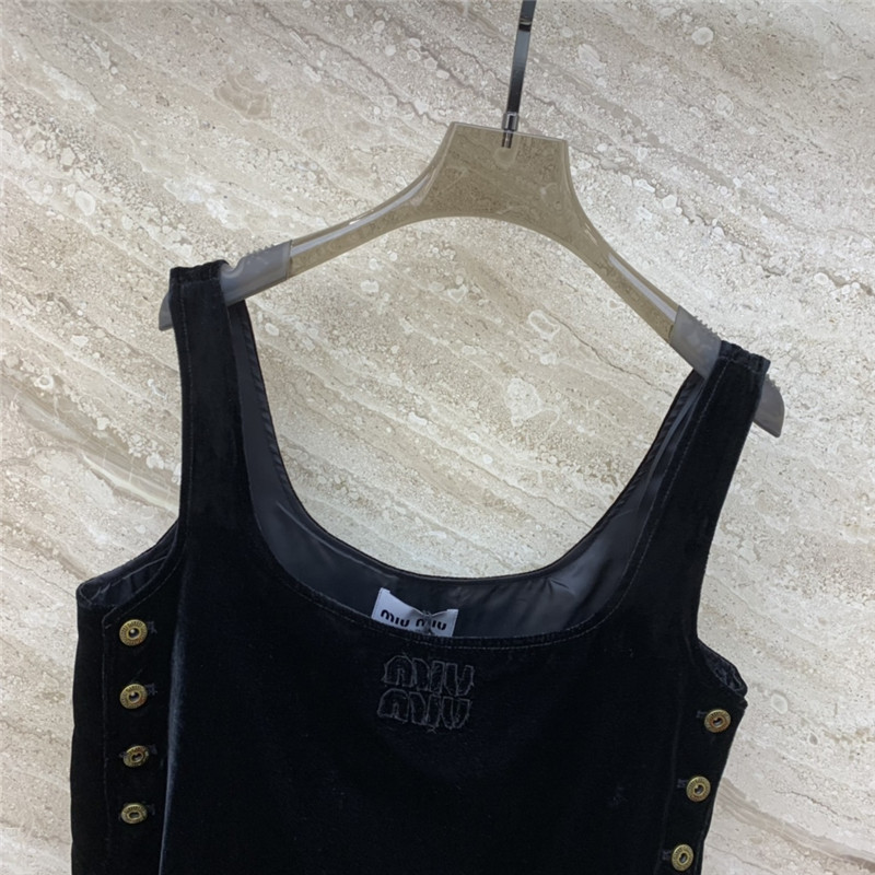 M1um1u black sexy square neck velvet suspender dress