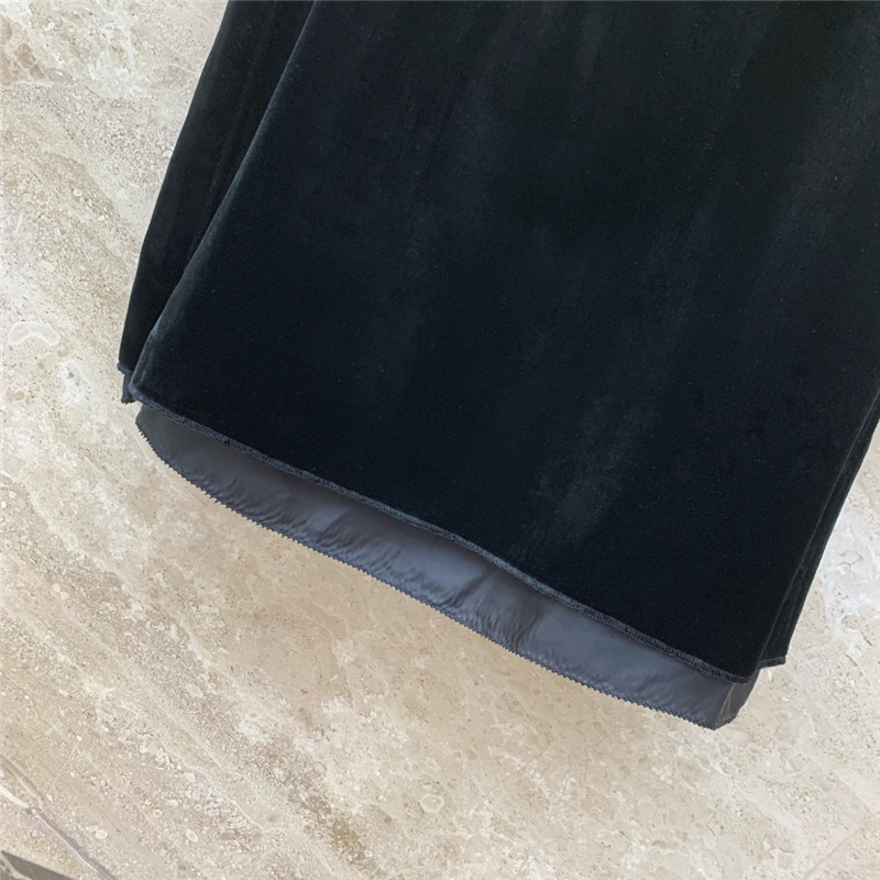 M1um1u black sexy square neck velvet suspender dress