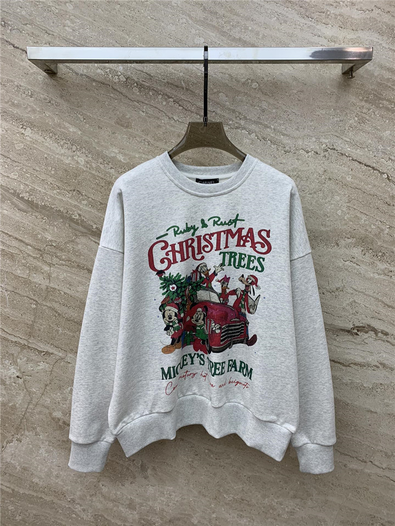 Ch**el christmas fleece sweatshirt in light grey