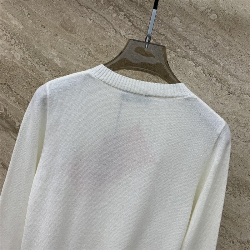 Miu Miu White Logo Knitted Cardigan