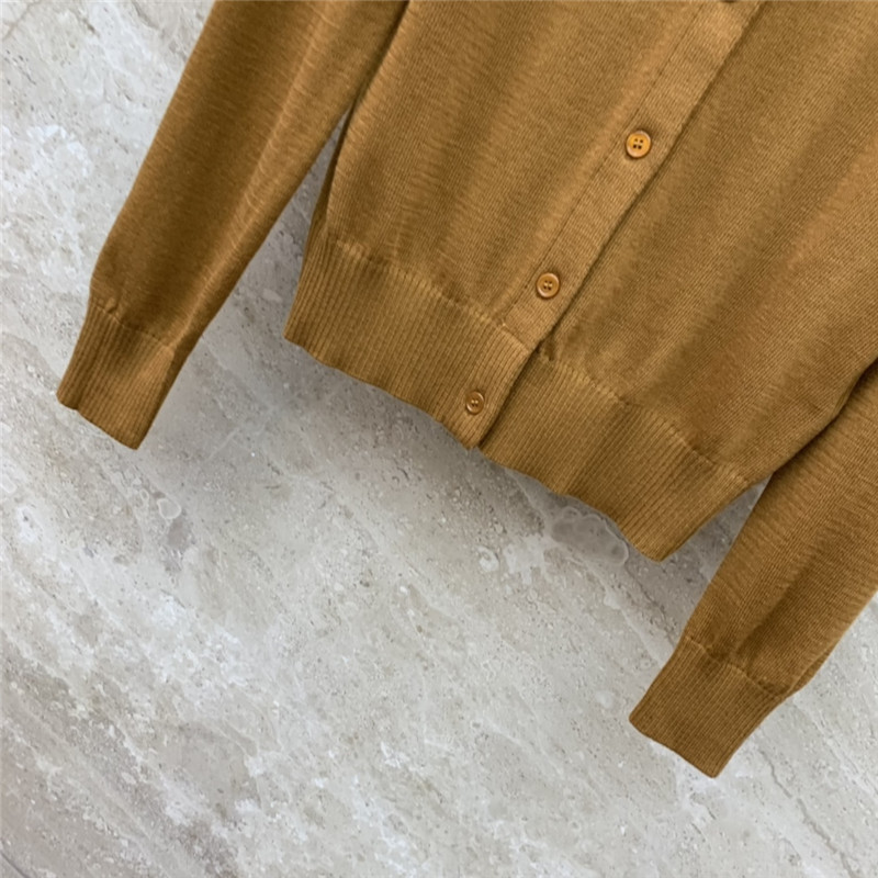 Miu Miu Brown Logo Knitted Cardigan