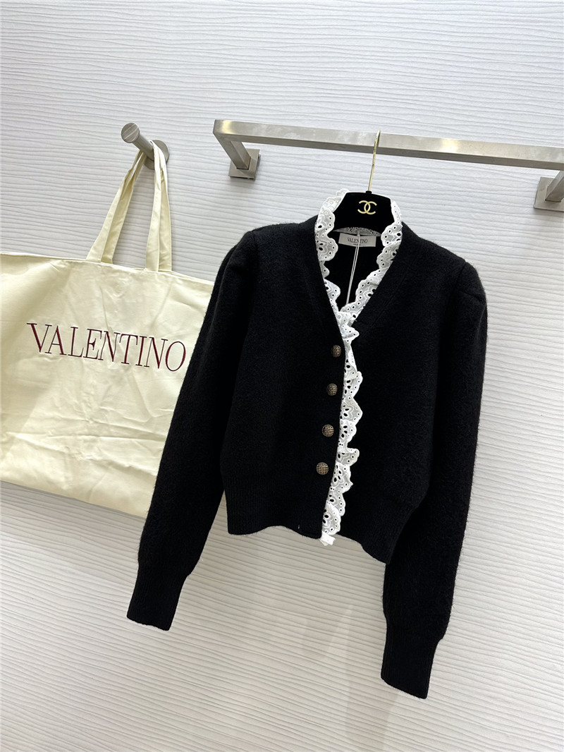 Va1e*ntin0 black lace wool cardigan