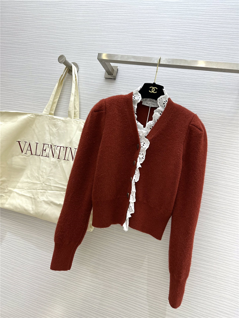 Va1e*ntin0 red lace wool cardigan