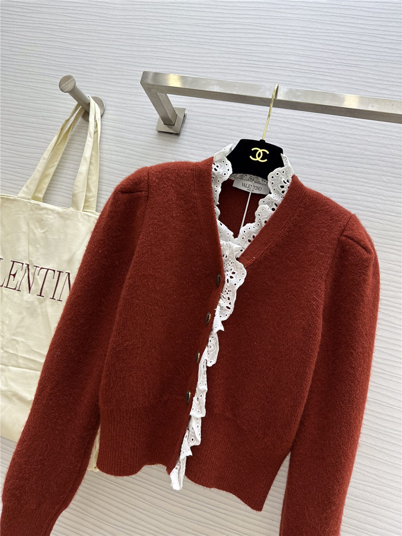 Va1e*ntin0 red lace wool cardigan