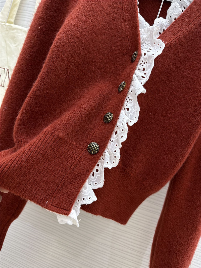 Va1e*ntin0 red lace wool cardigan