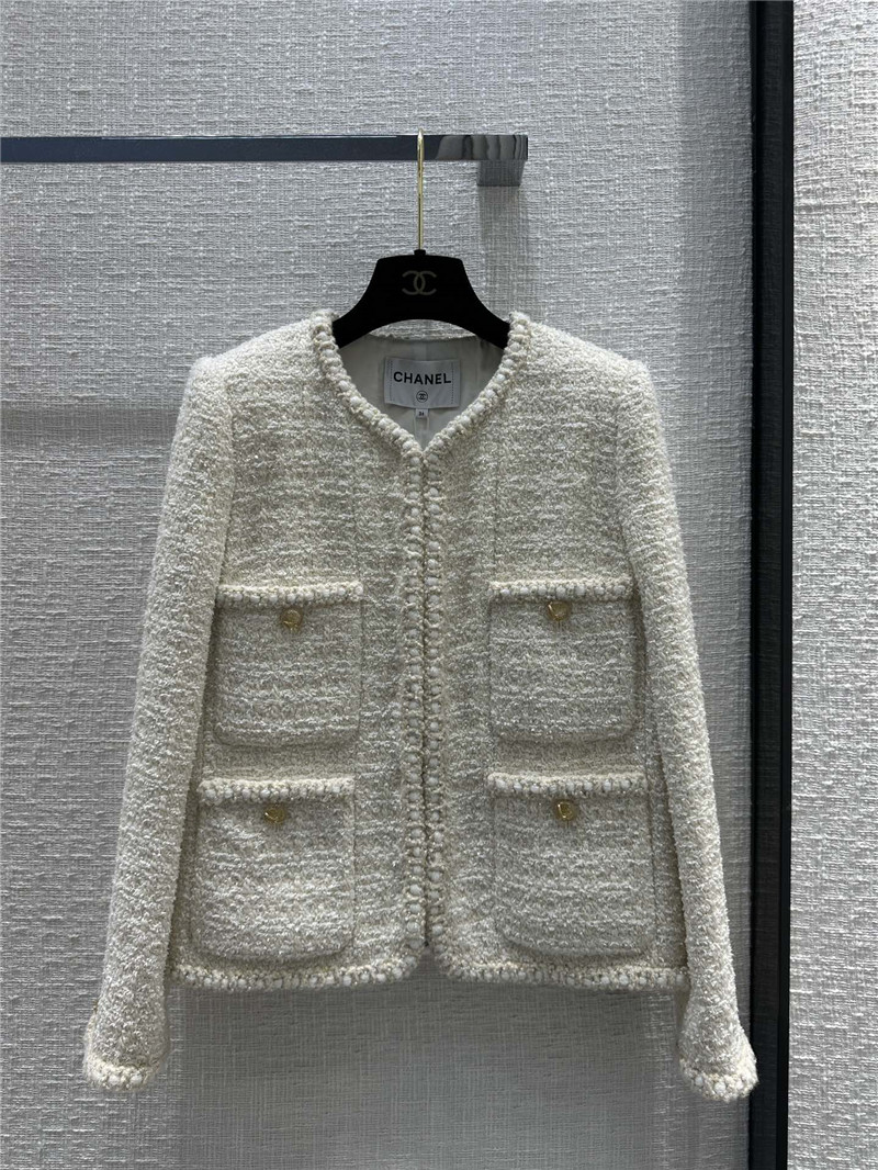 Ch**el cream platinum soft tweed jacket