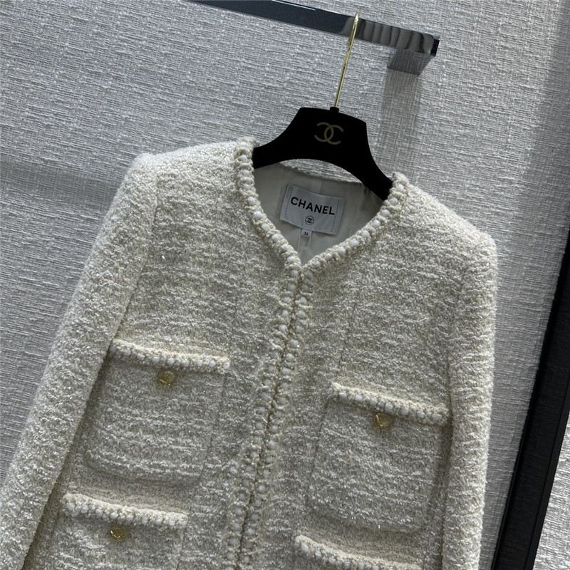 Ch**el cream platinum soft tweed jacket