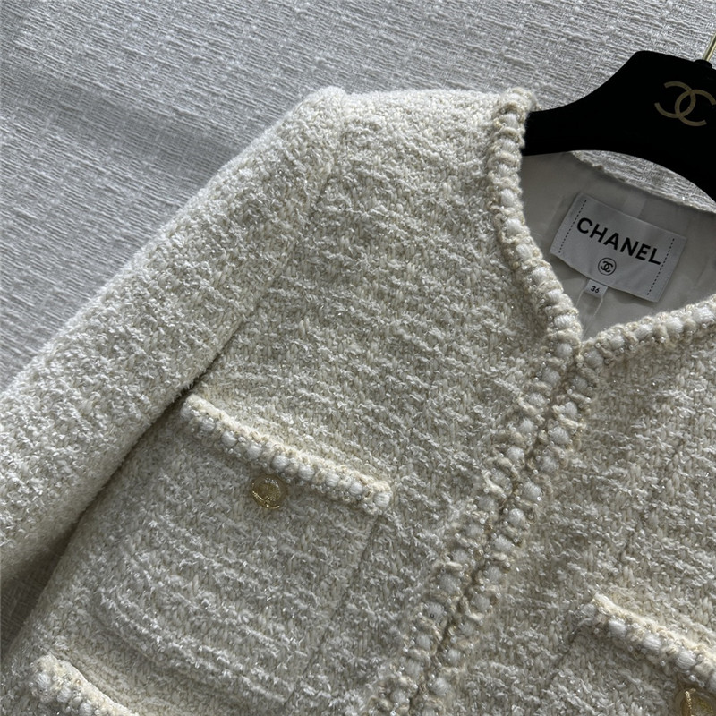 Ch**el cream platinum soft tweed jacket