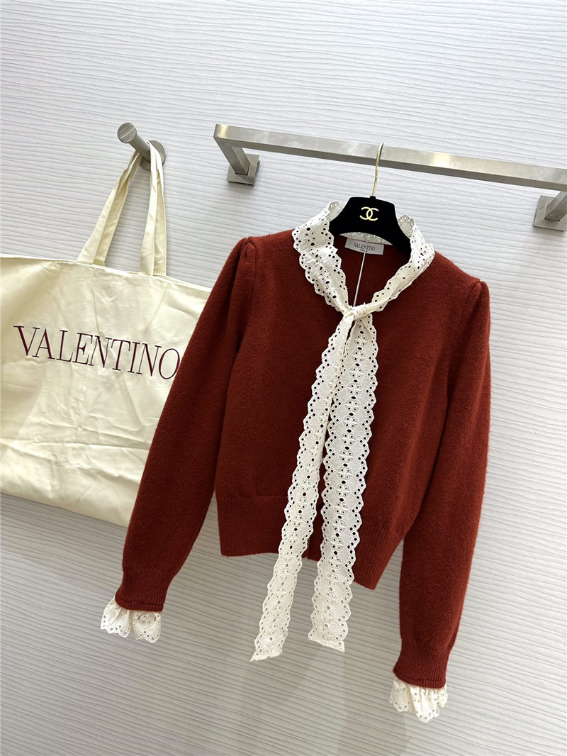 Va1e*ntin0 red lace bow wool cardigan
