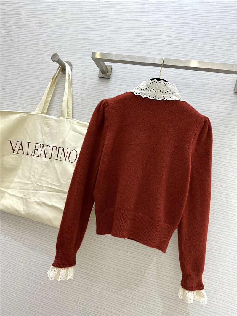 Va1e*ntin0 red lace bow wool cardigan