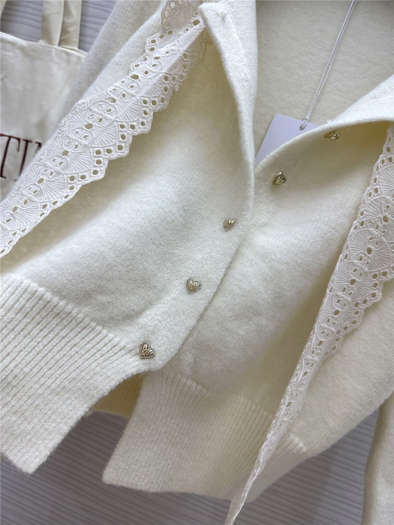 Va1e*ntin0 white lace bow wool cardigan