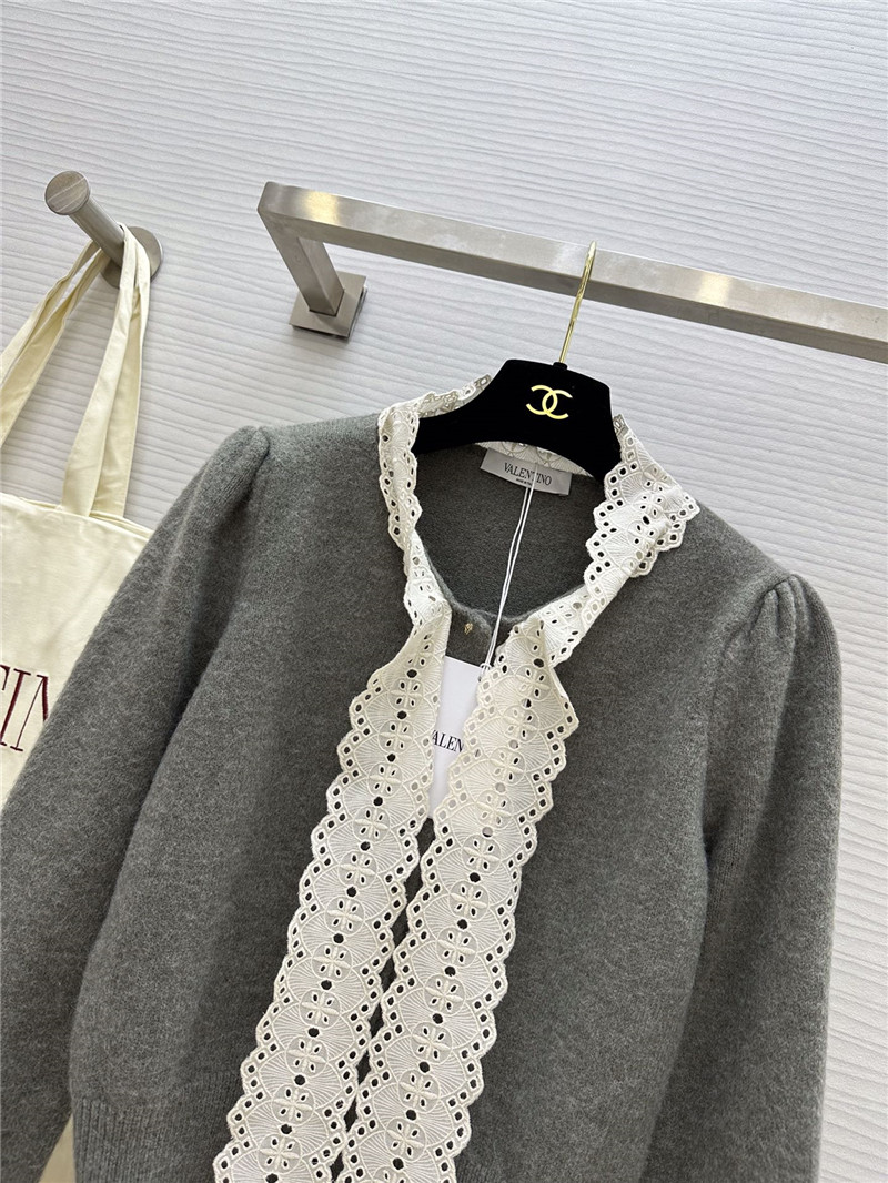 Va1e*ntin0 grey lace bow wool cardigan