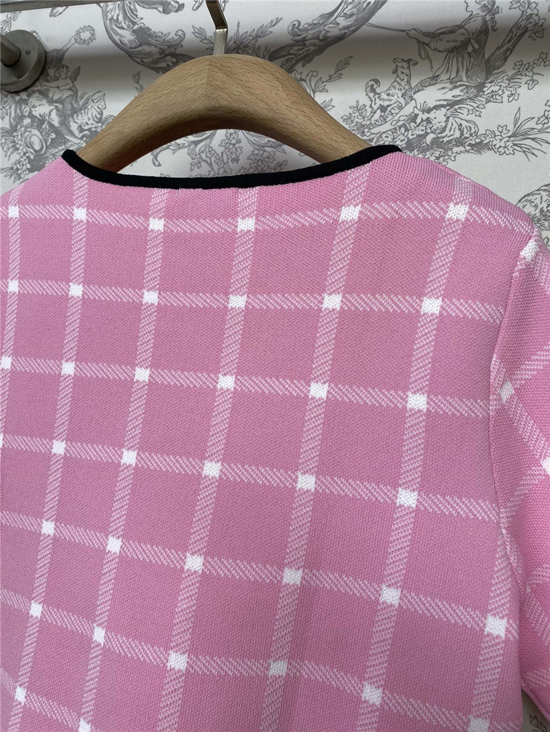 Miu Miu Pink Check Knitted Cardigan