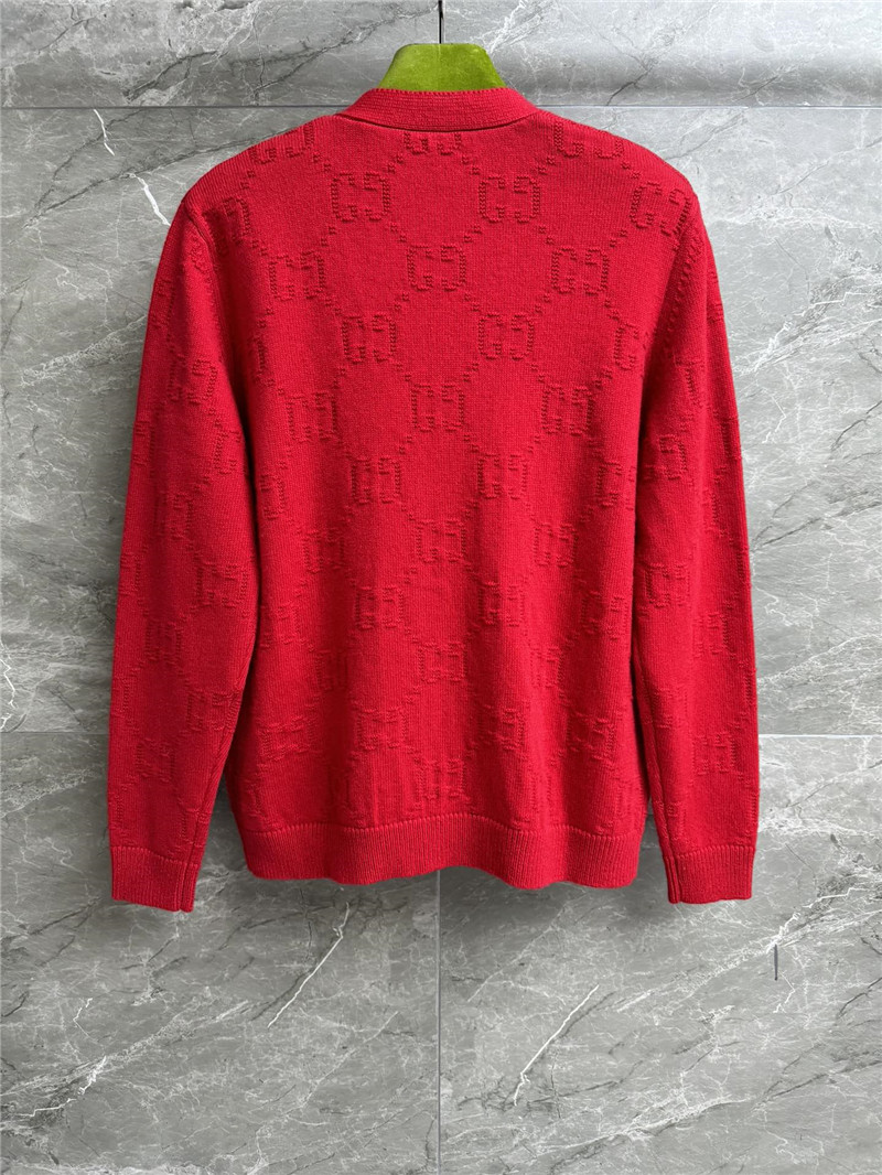Gvc*1 jacquard wool cardigan in red