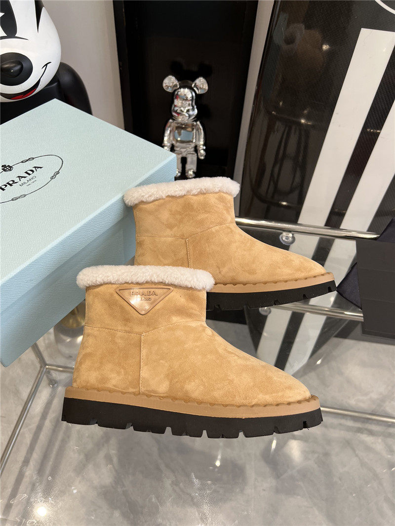 Prada Triangle-Logo Suede Boots