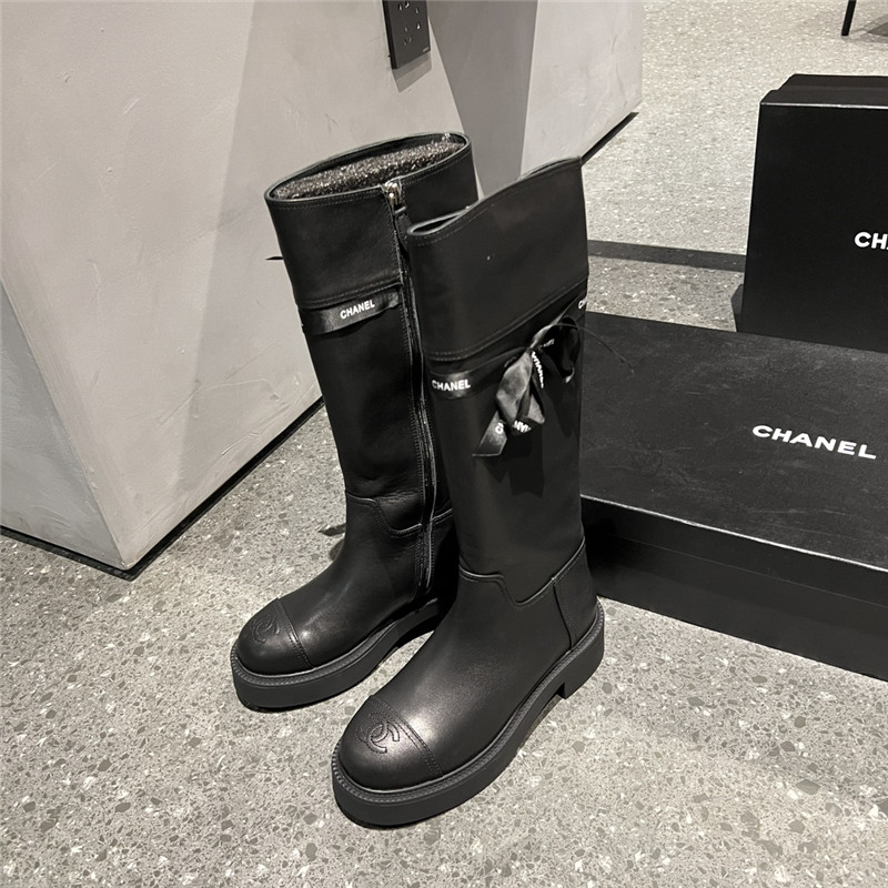 Ch**el calfskin zip keen high boots