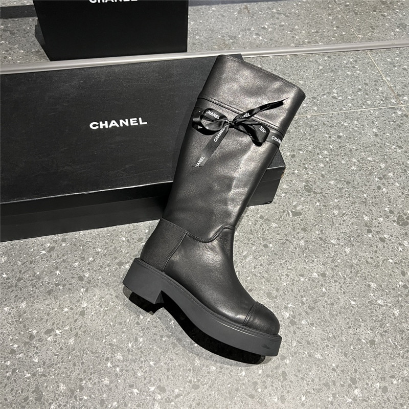 Ch**el calfskin zip keen high boots