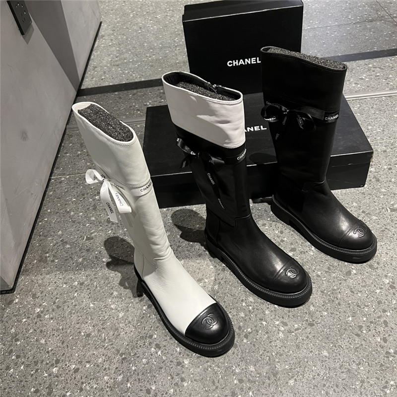 Ch**el calfskin zip keen high boots