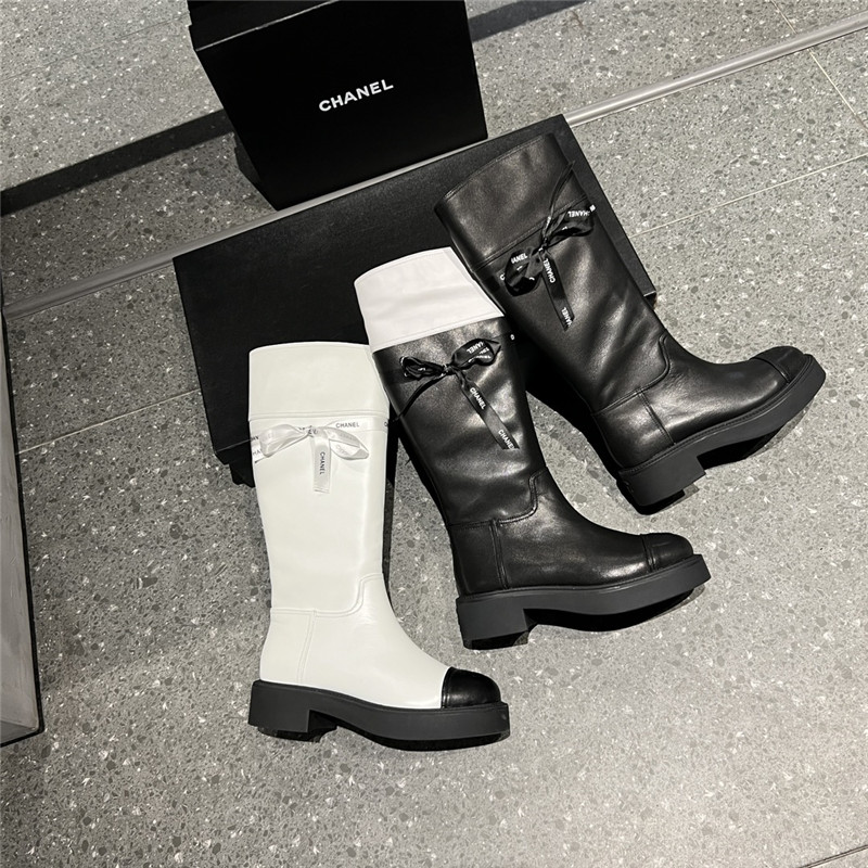 Ch**el calfskin zip keen high boots