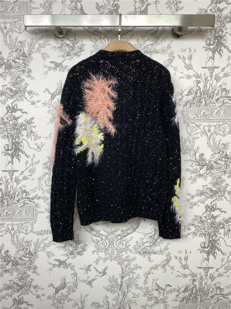 Ch**el shiny jacquard knitted cardigan