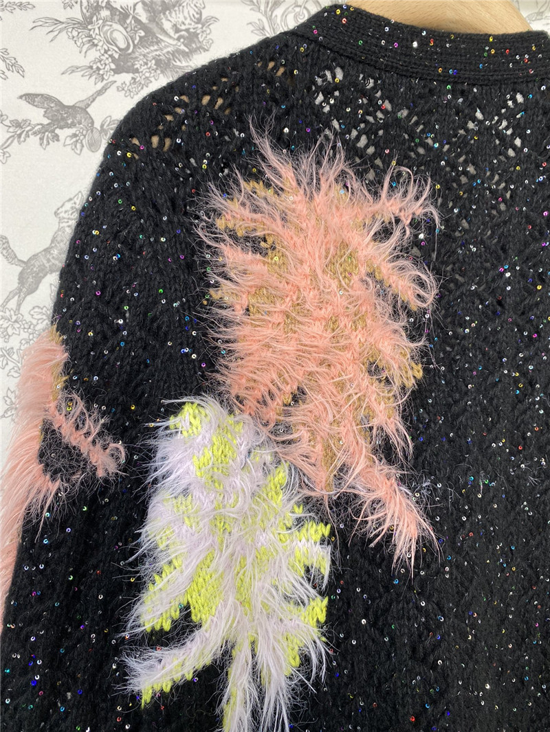 Ch**el shiny jacquard knitted cardigan