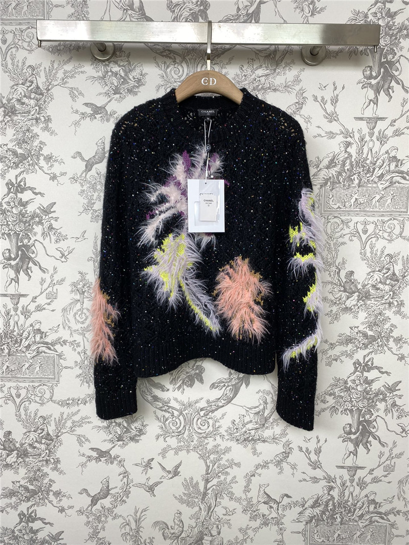 Ch**el shiny jacquard knitted sweater
