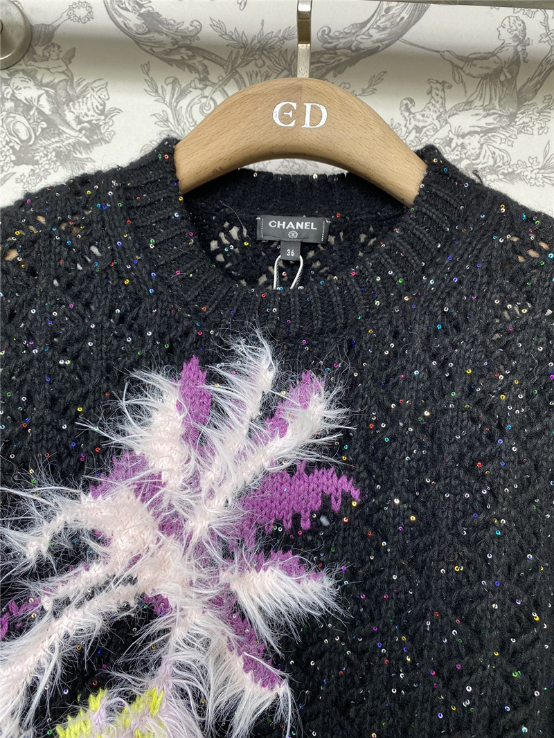 Ch**el shiny jacquard knitted sweater
