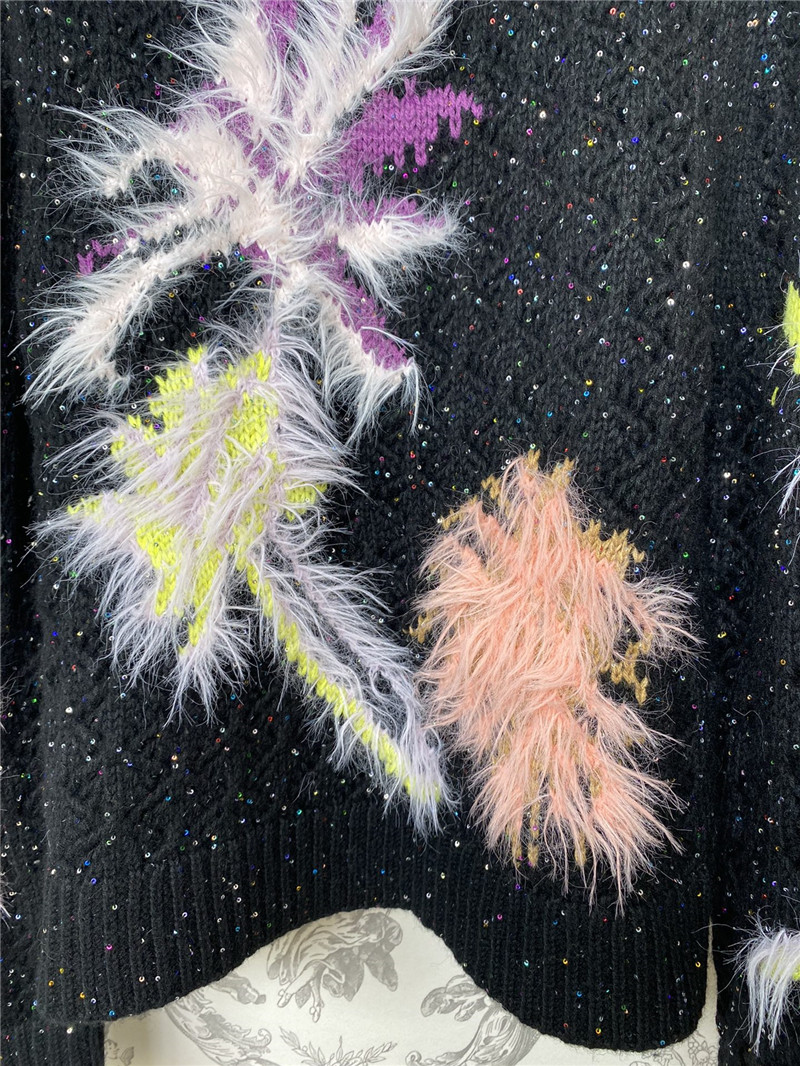 Ch**el shiny jacquard knitted sweater