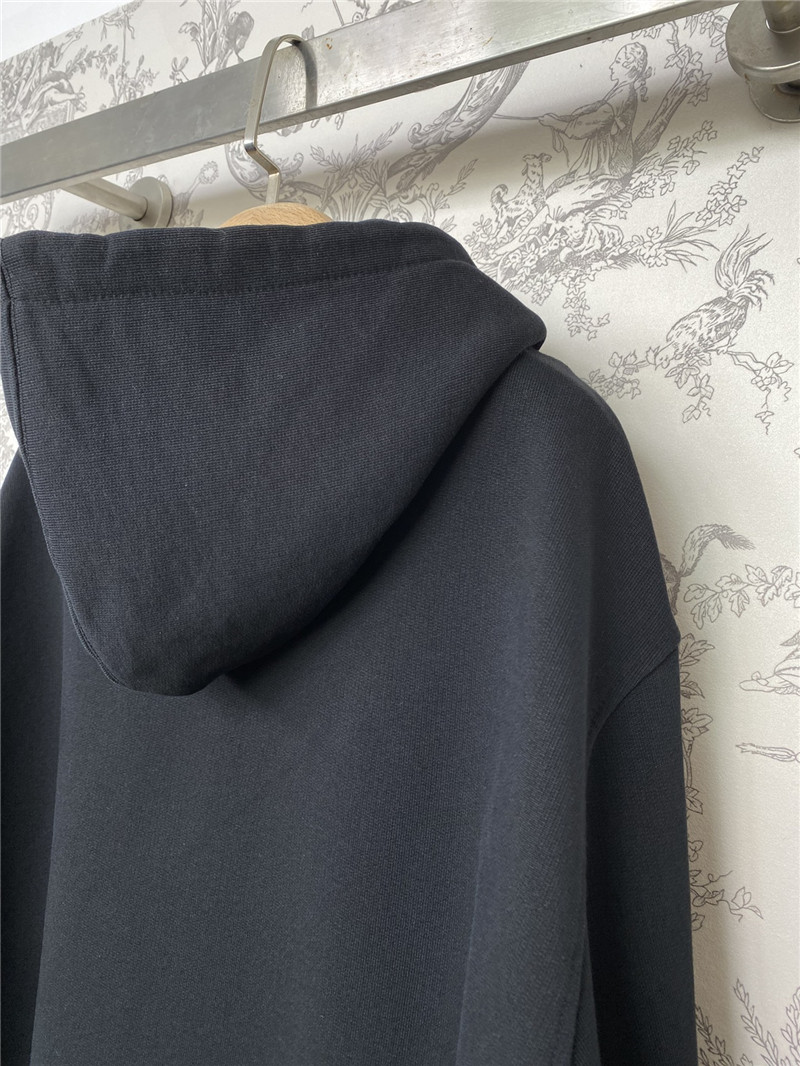 Pra*a feather cuffs zipper hooded sweatshirt navy