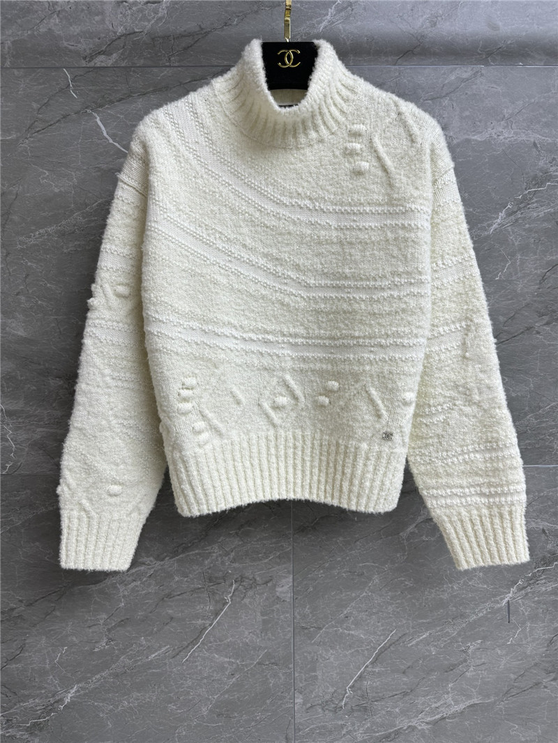 Ch**el jacquard turtleneck sweater white