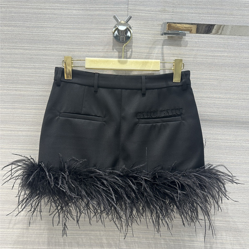 Pra*a lady style feather haute couture mini skirt