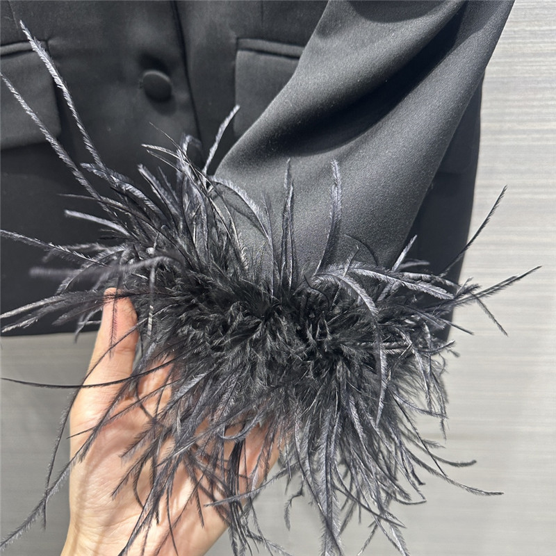 Pra*a lady style feather haute couture suit