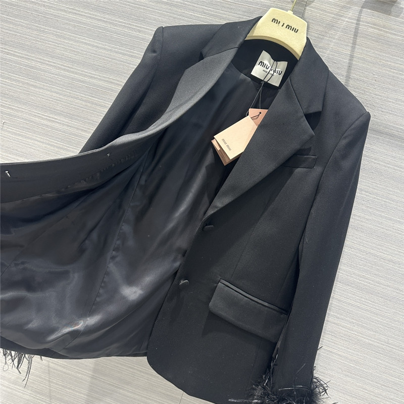 Pra*a lady style feather haute couture suit