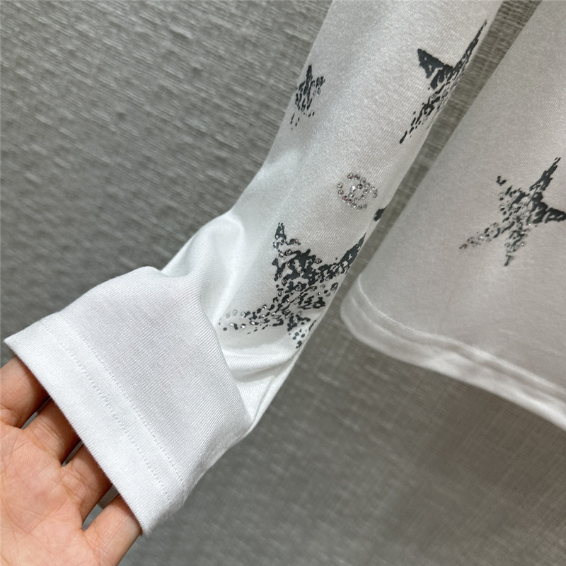 Ch**el star printed rhinestone bottoming top