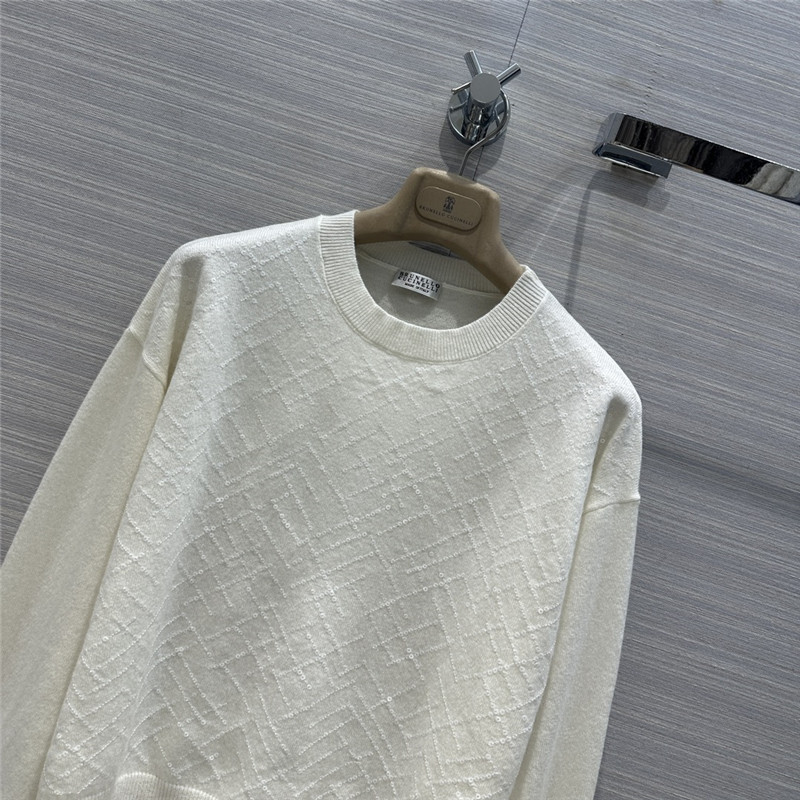 BC Jacquard Cashmere Sweater in White