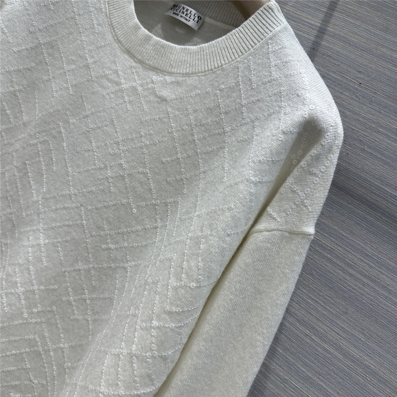 BC Jacquard Cashmere Sweater in White