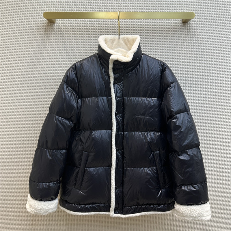 Y51 stand collar grain fleece lined down jacket