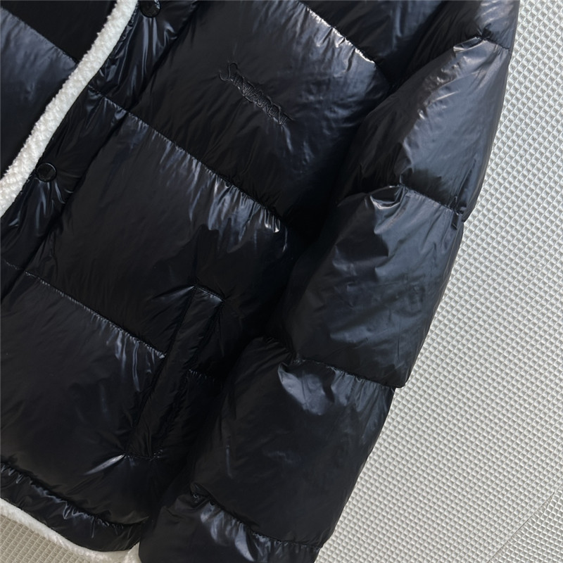 Y51 stand collar grain fleece lined down jacket