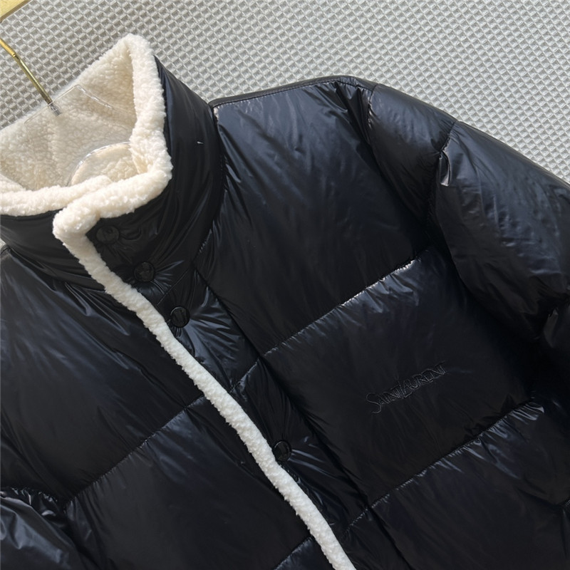 Y51 stand collar grain fleece lined down jacket