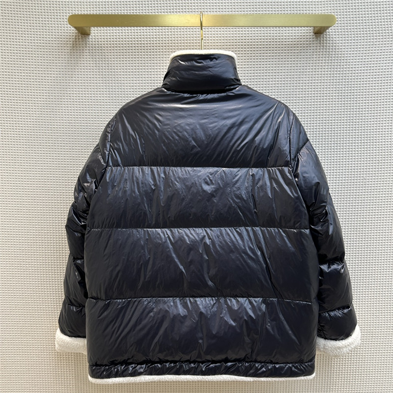 Y51 stand collar grain fleece lined down jacket