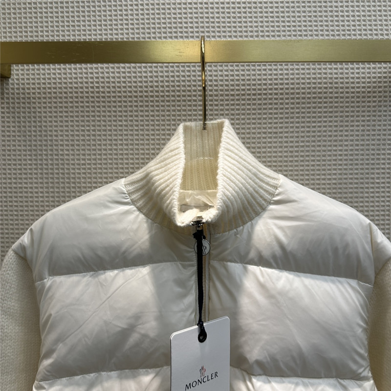 Moncler wool blend knitted patchwork down jacket