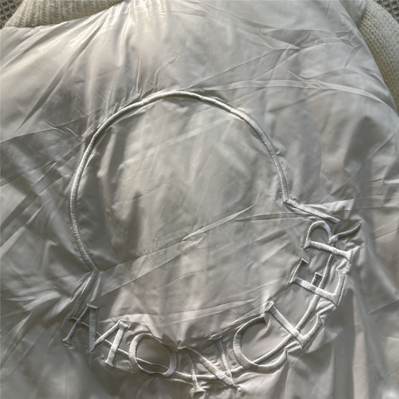 Moncler wool blend knitted patchwork down jacket