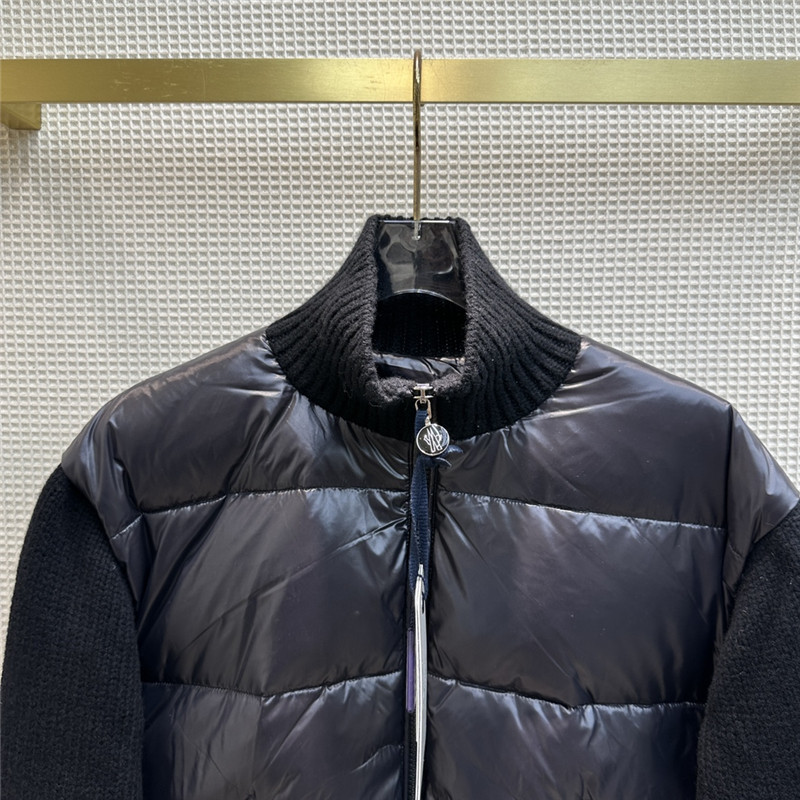 Moncler wool blend knitted patchwork down jacket