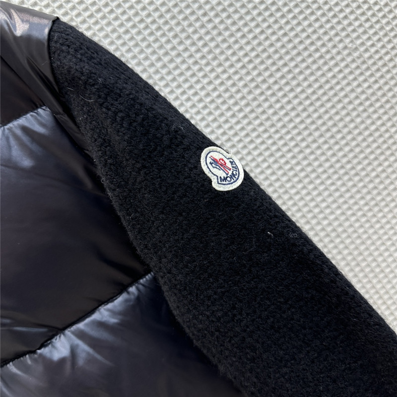 Moncler wool blend knitted patchwork down jacket