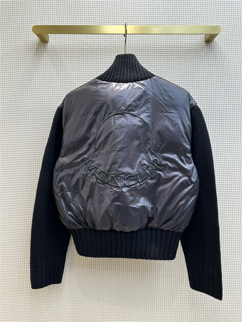 Moncler wool blend knitted patchwork down jacket